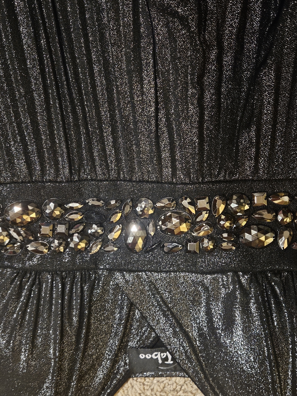 Taboo Shimmery metallic pleated mini dress Size Medium - Picture 3 of 3